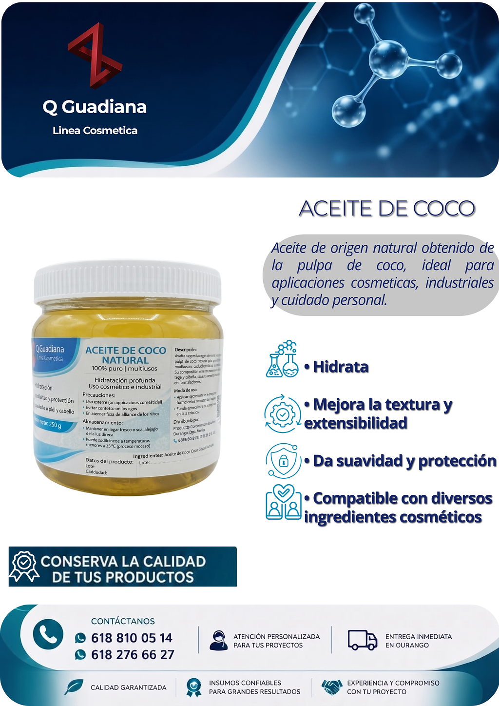 Ficha técnica Aceite de Coco - Productos Químicos del Guadiana